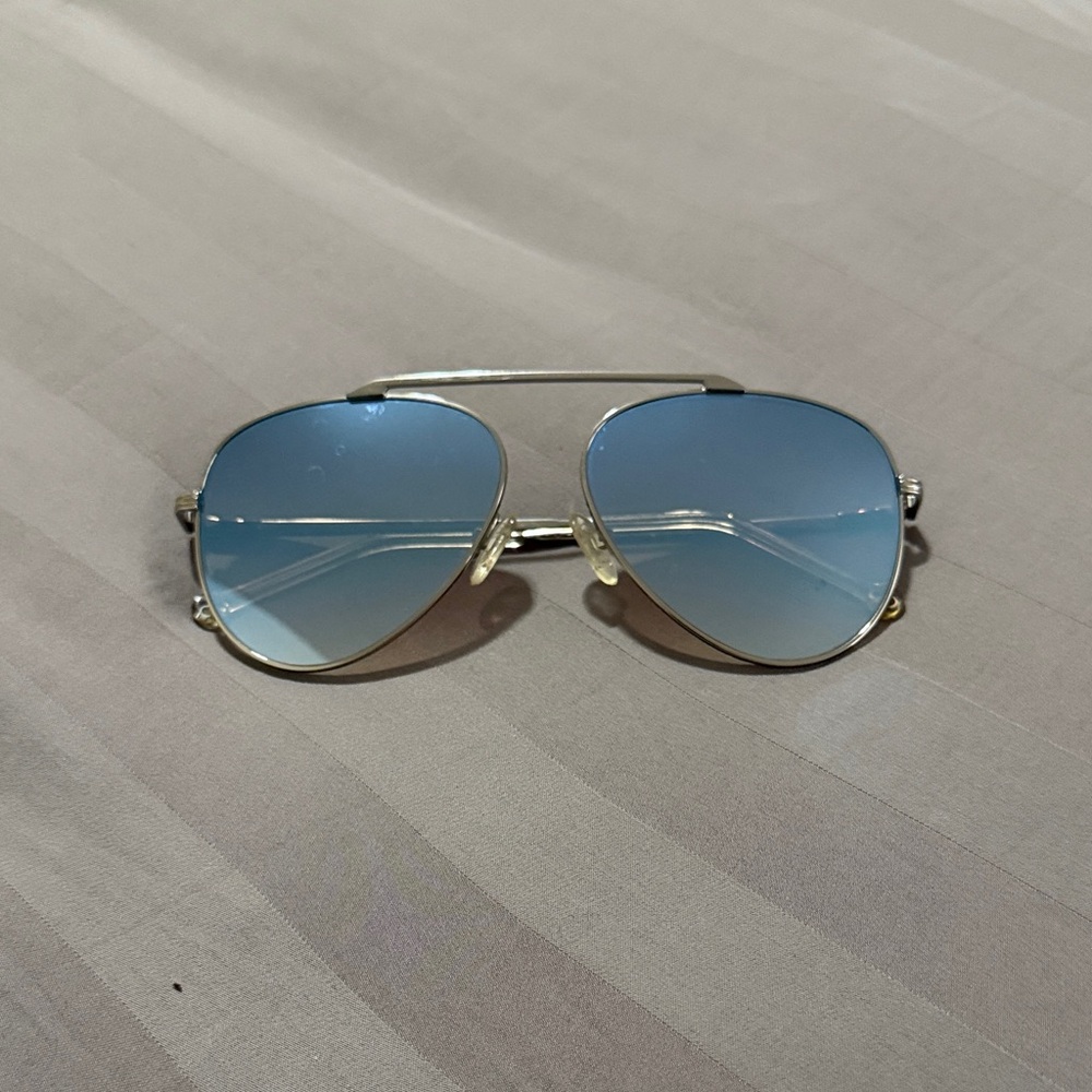 Illesteva Aviator Sunglasses with Light Blue Gradient Lenses